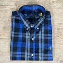 Camisa Manga Curta Xadrez Azul